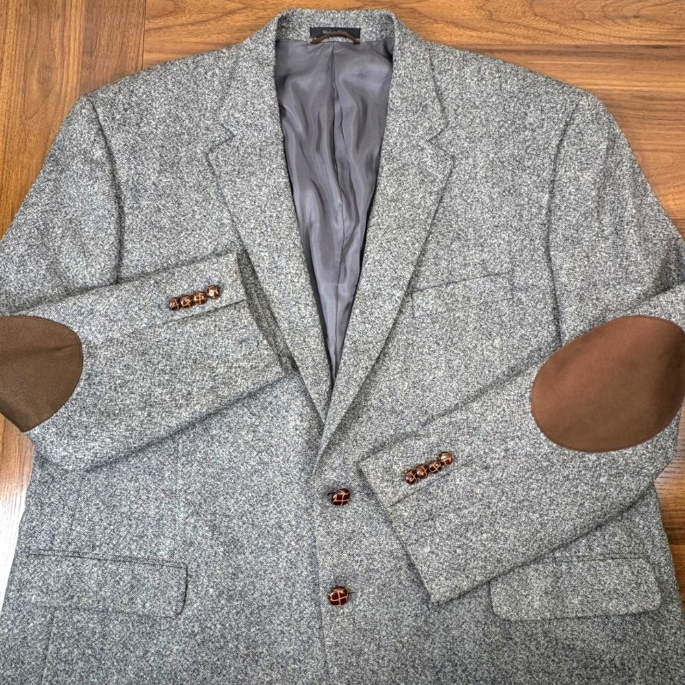 Lauren Ralph Lauren 50R Wool Tweed Herringbone Blazer Sport Coat Elbow Patches